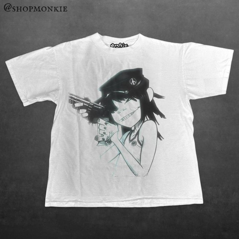 Gorillaz Band Tee, Grunge Vintage Graphic Shirt, Retro Noodle, Y2K, Oversized Co