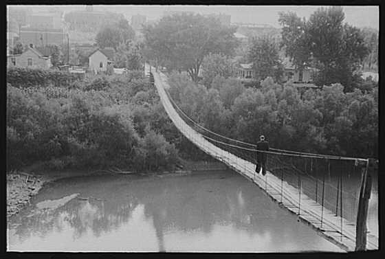 Jackson Breathitt County Kentucky 1930s Suspension Footbridge River View