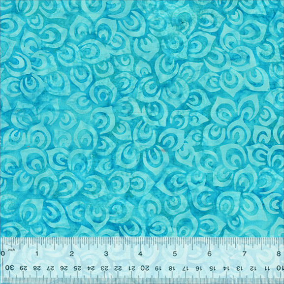 Anthology Batik Fabric | Splendor Peacock Petal Caribbean Aqua Blue YARD
