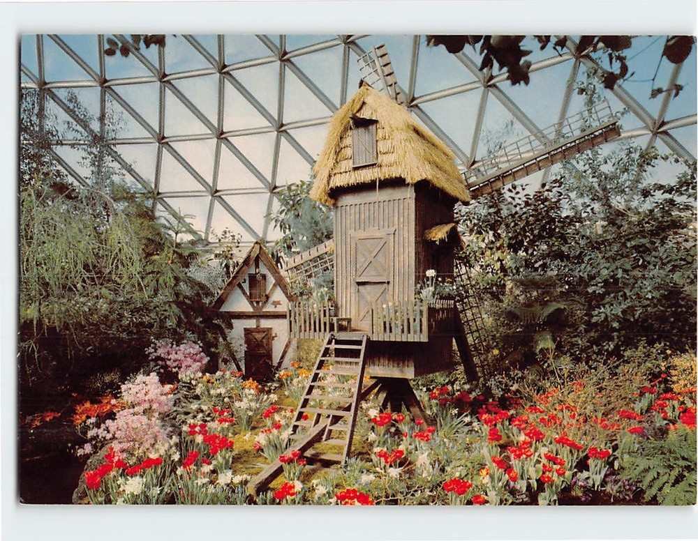Postcard Dutch Windmill Mitchell Park Horticultural Conservatory Wisconsin USA