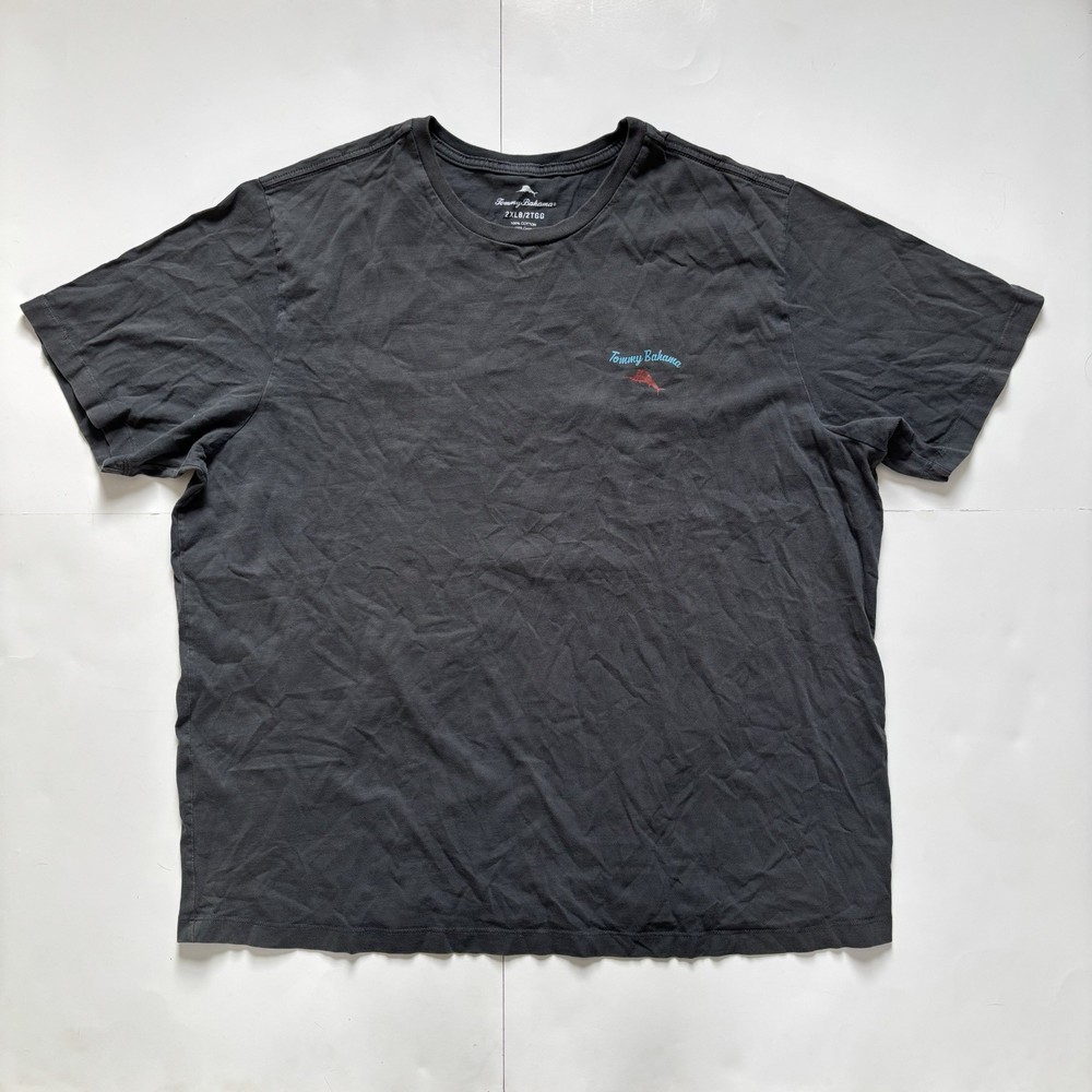 Tommy Bahama Mens 2XLB T Shirt Black Logo Well Marinated Tropical Graphic Tee