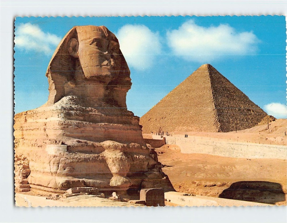 Postcard Great Sphinx & Kheops Pyramid Egypt