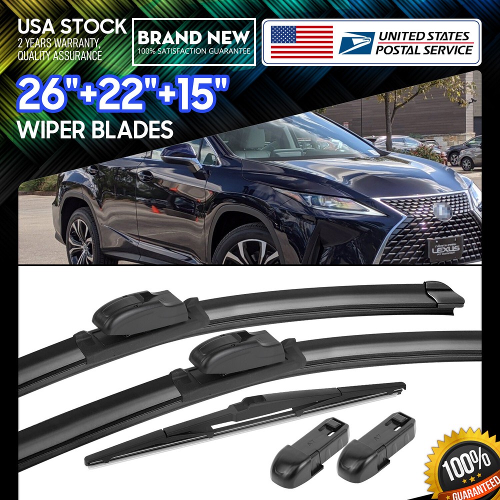 1 Pair 26''+22'' & 15'' Rear  Windshield Wiper Blades Set All Season Premium
