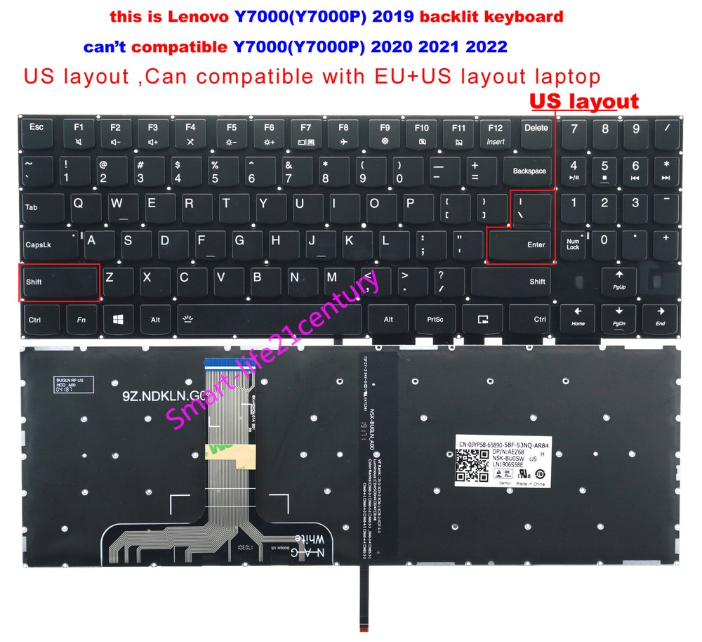 US Backlit Keyboard for Lenovo Legion Y7000P/Y7000 2019 Y530 Y530-15ICH laptop