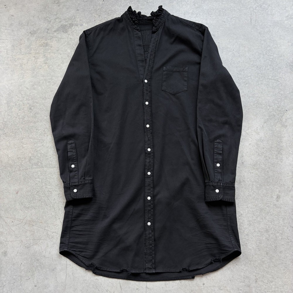 Frank & Eileen Mary Shirt Dress Black Distressed Button Up Cotton Size Medium