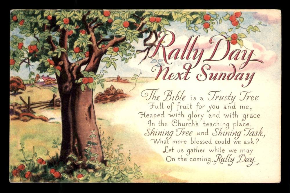 Rally Day Sunday School Celebration Church Posted Postcard Divided
