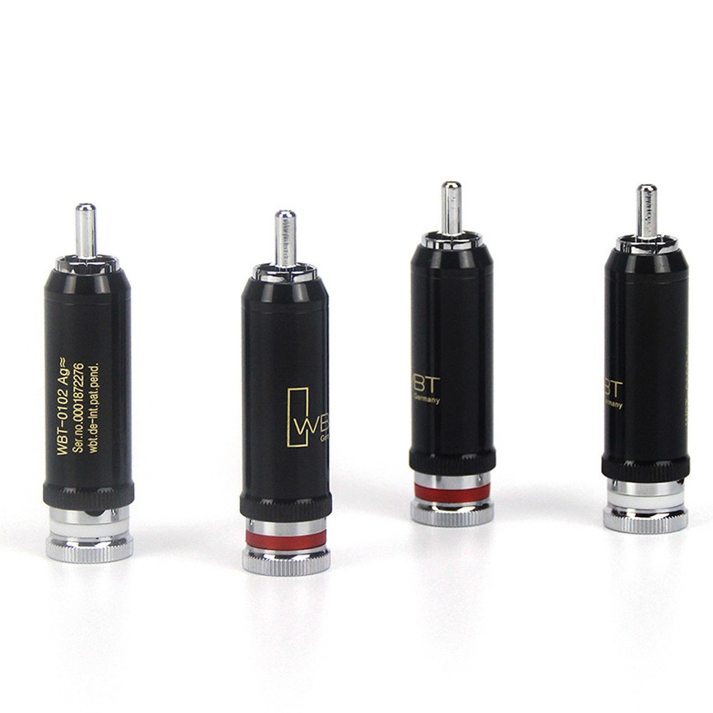 4 Pack Rhodium Plated WBT-0102 RCA Plug Connector Audio Interconnect Cable DIY