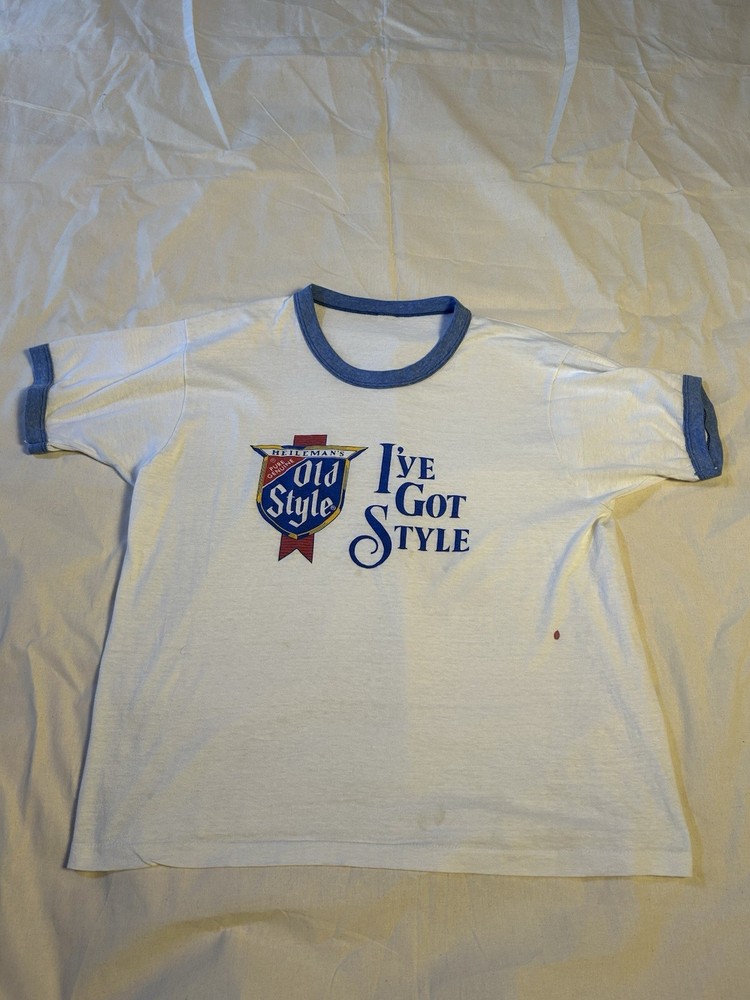 Vintage Heileman's Old Style Beer Ringer T-Shirt Size Large/Medium 70s B4