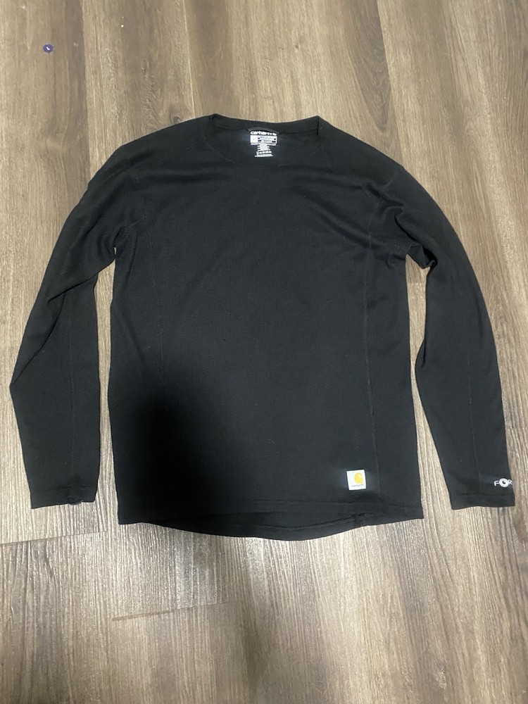 Carhartt Thermal Crew Neck Pullover Long Sleeve Black T-Shirt Men's Size L