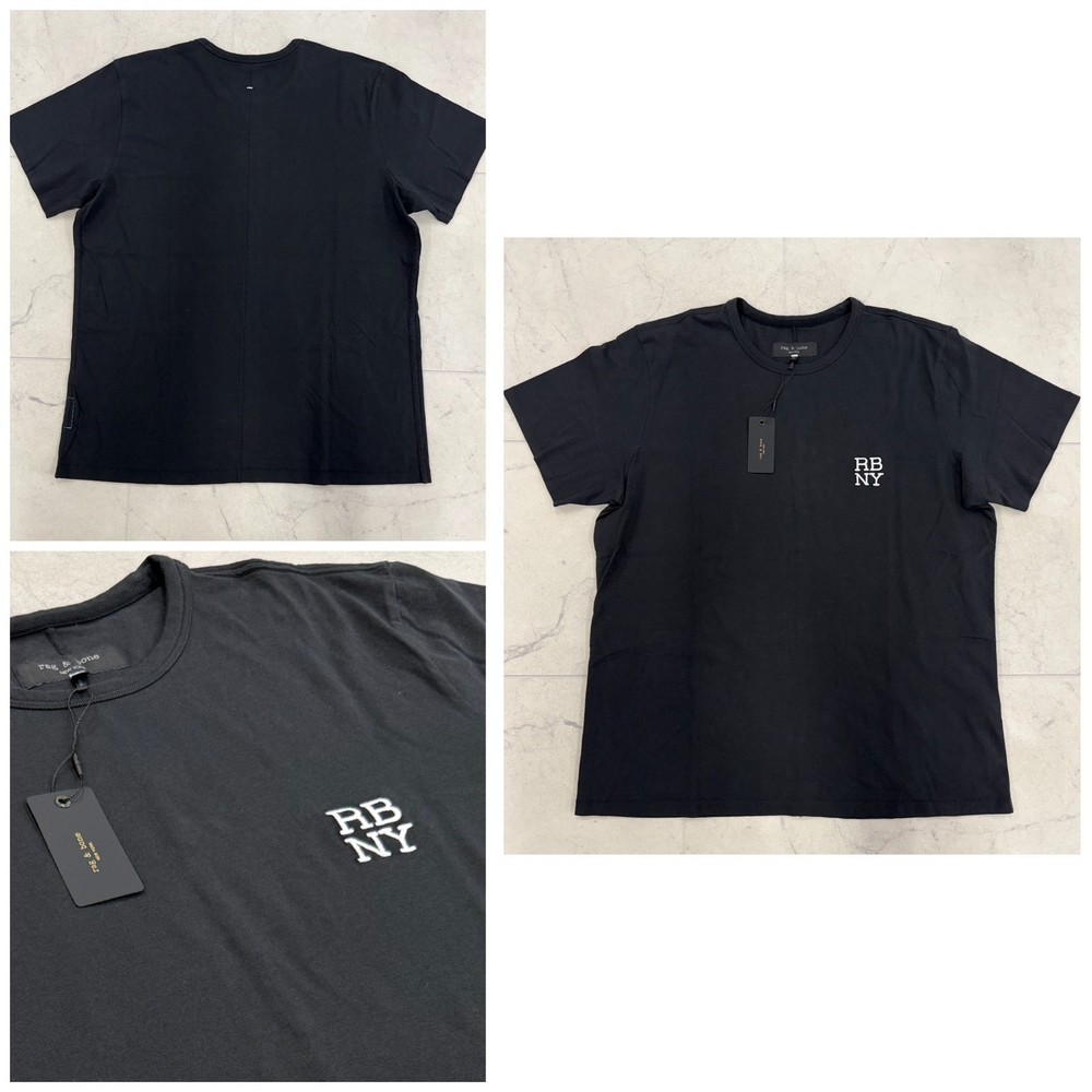 NWT $128 Rag & Bone Men's New York Embroidered Tee In Black Size: Large