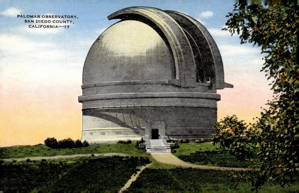 1940s Palomar Observatory San Diego County California Linen Postcard Astronomy