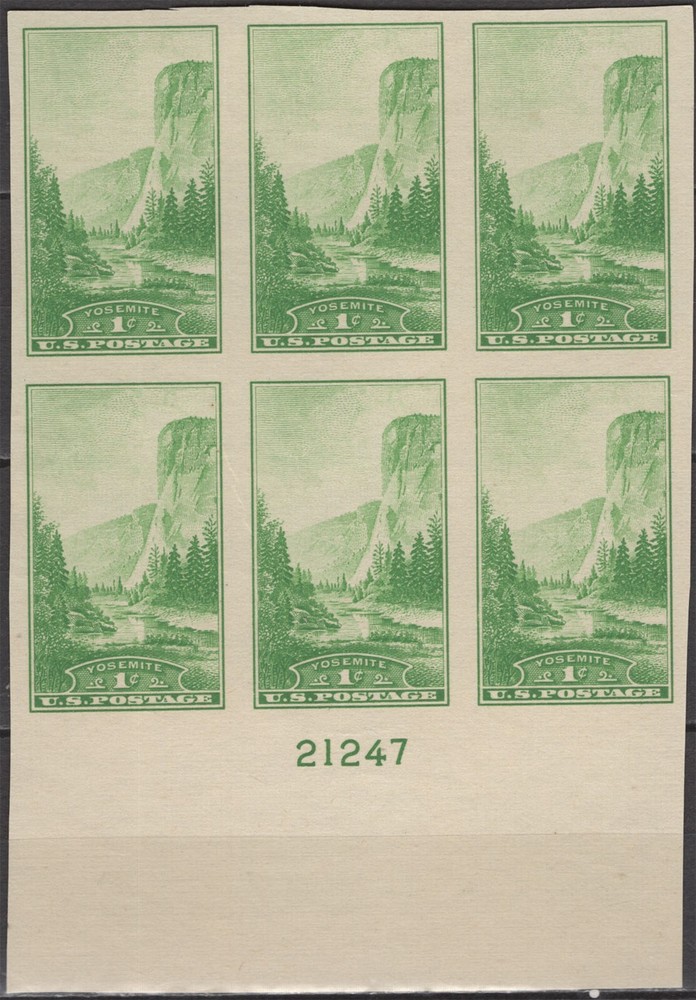 1¢ Yosemite National Parks Imperforate Stamp Block of 4 - SC#756-1935