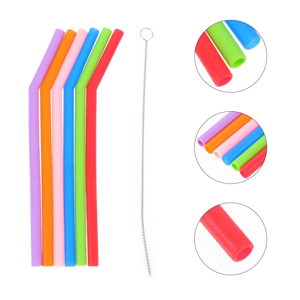 6 Pcs Drinking Straws Reusable Silicone Juice Child Toddler