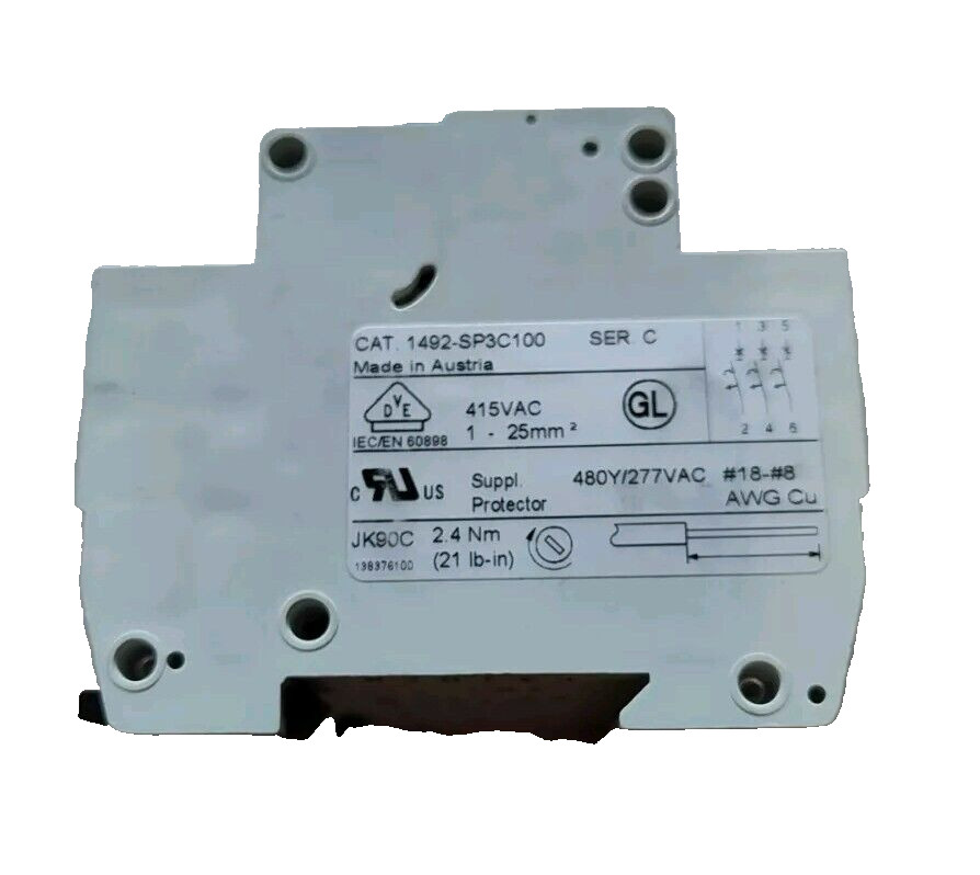 Allen-Bradley 1492-SP3C100 Series C 3 Pole 10 Amp Circuit Breaker 480V / 277V