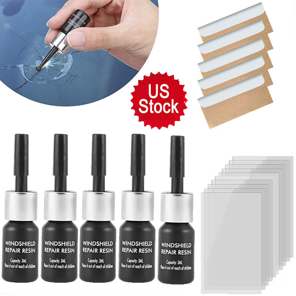 Windshield Repair Kit for Chips and Cracks, Car Window Glass Liquid Repair 5Pcs