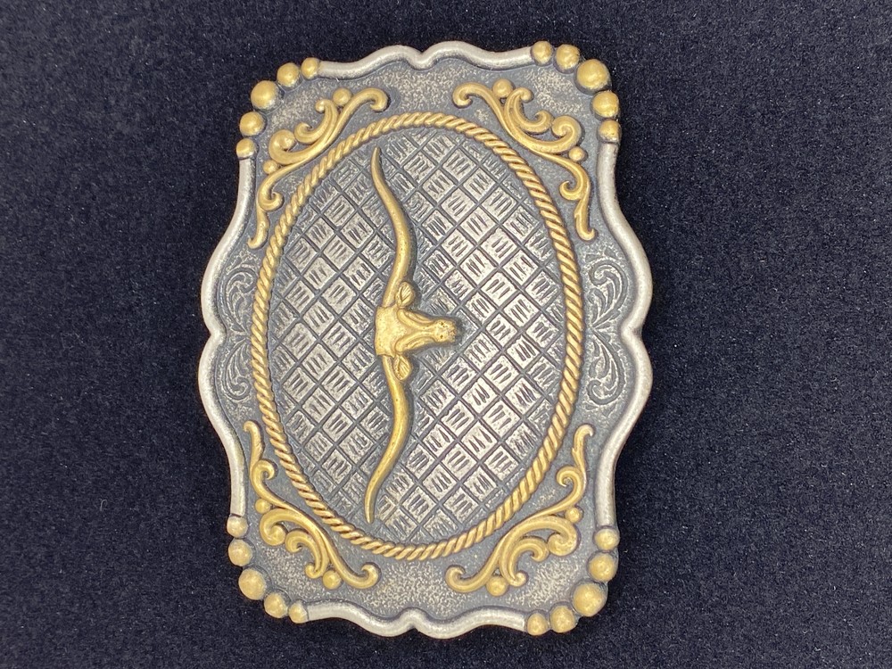 Montana Silversmiths Western Framed Scroll Longhorn Attitude Belt Buckle New