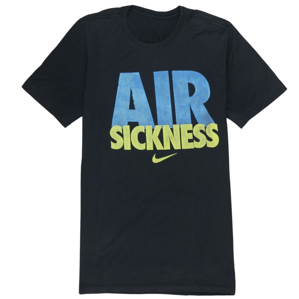 Nike Mens T Shirt Black Dri Fit Graphic Air Sickness Print Tee Lightweight S