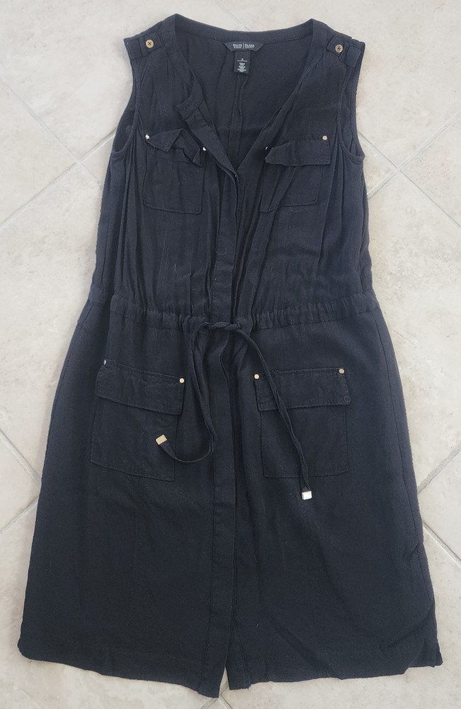 White House Black Market Romper Womens Size 8 Black Button Down Shorts