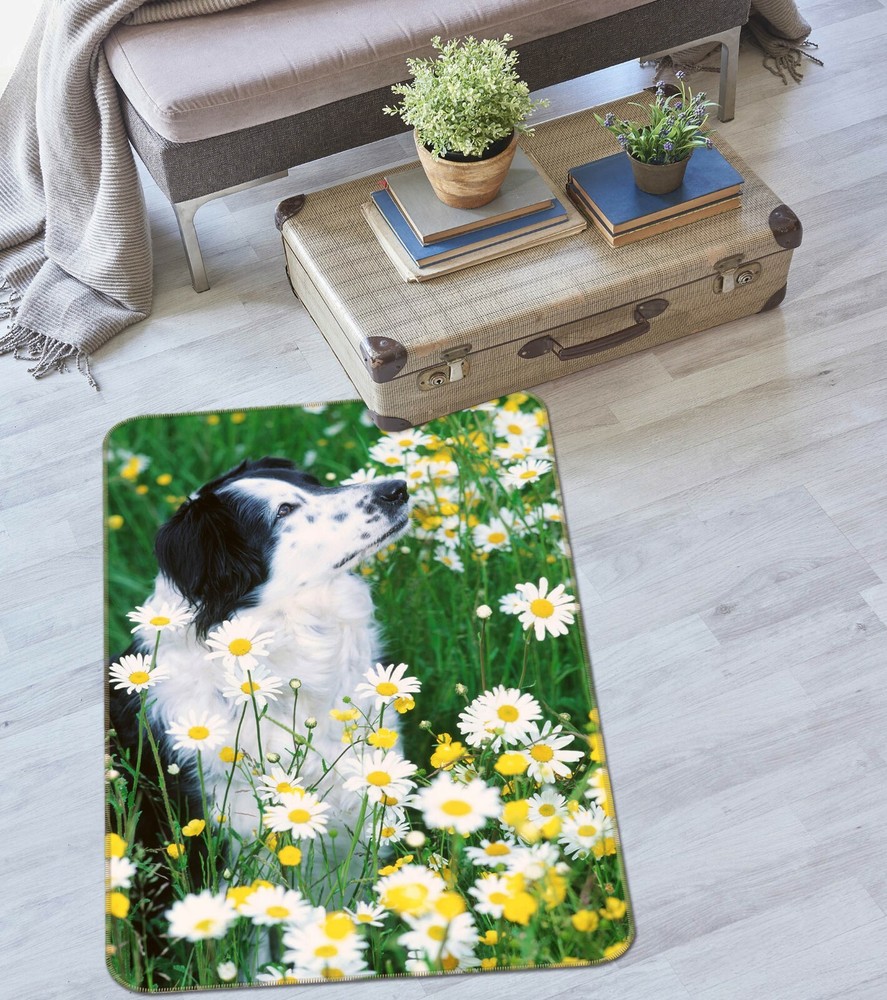3D Elegant Garden Dog Non Slip Rug Mat with Flower Design Fay Carpet