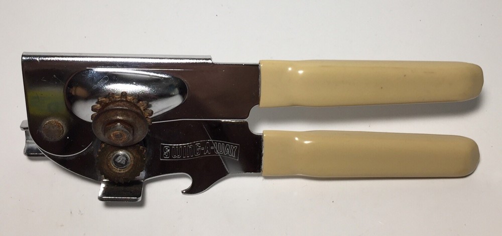 Swing Away USA 7 inch Can Opener Bottle Opener Beige Vinyl Grips Manual #9