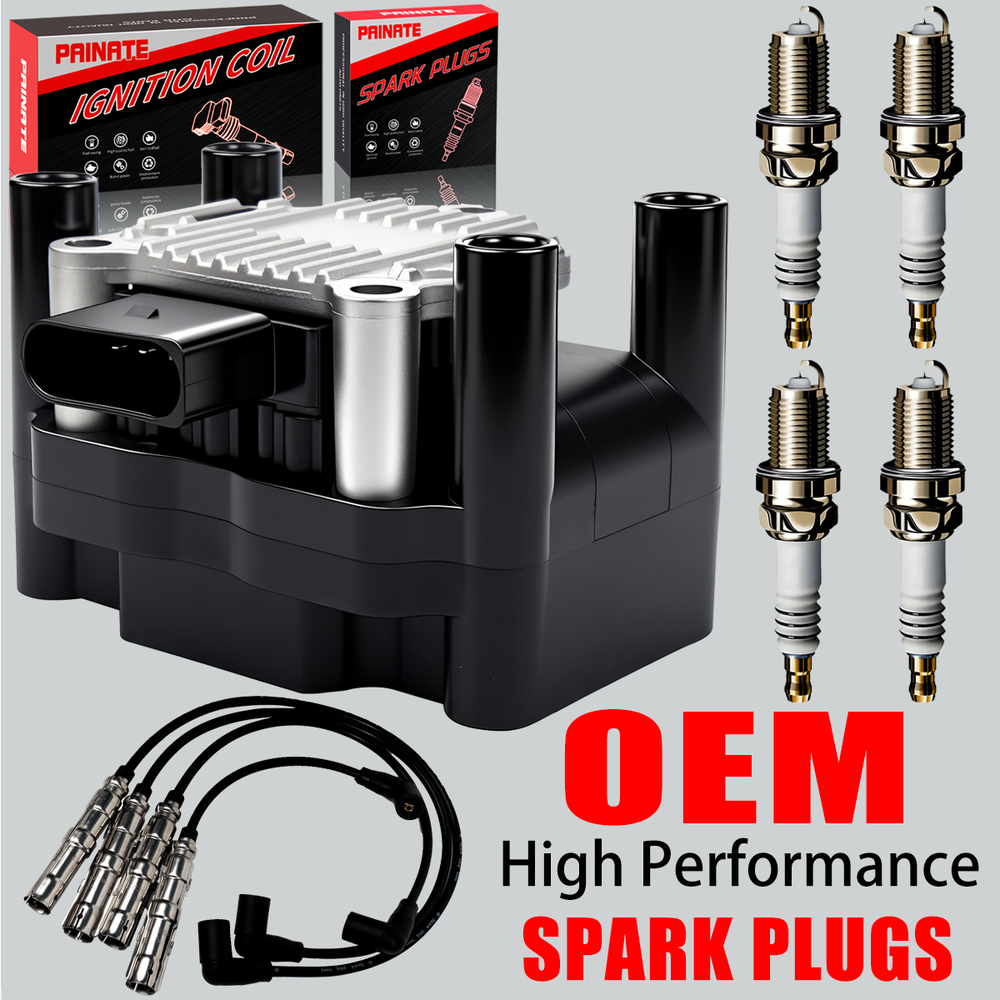 Brand OEM Ignition Coil & Spark Plug & Wires For VW Beetle Jetta Golf 2.0L UF277