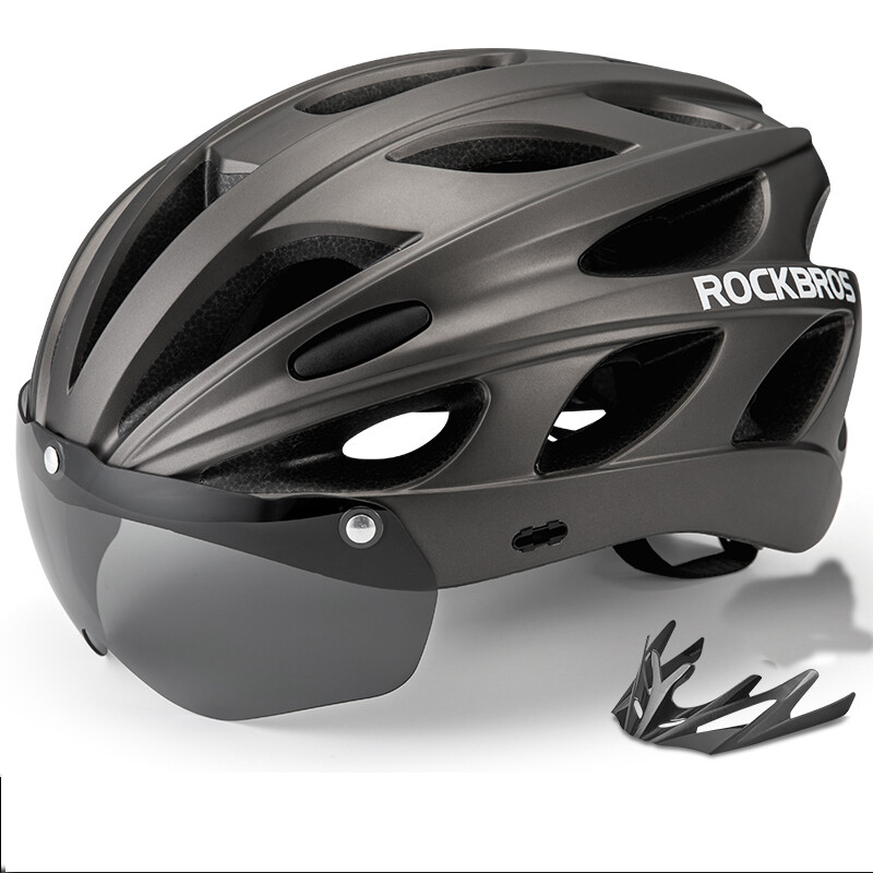 RockBros Bike Helmet With Goggle Visor Lightweight Open Face Road MTB Cycling