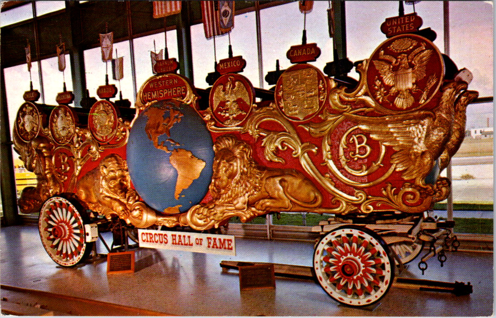 Vintage Postcard Sarasota Florida Circus Hall Of Fame Bandwagon
