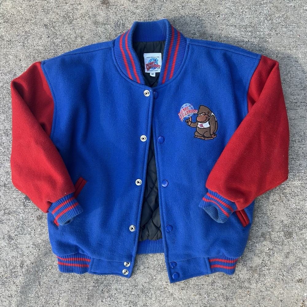 Vintage Youth Planet Hollywood Bomber Jacket Size M - Made In USA