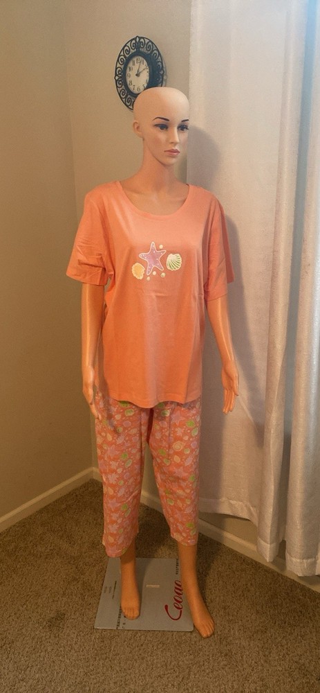 Cozee Corner 2-Piece 100% Cotton Pajama Set for Women Size 1x