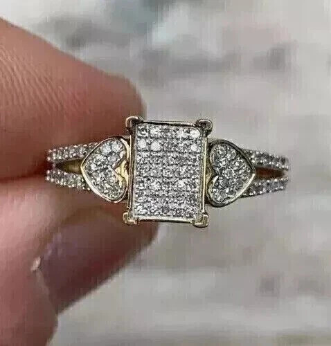 2.10Ct Round Cut Simulated Diamond Engagement Band Ring 14k Yellow Gold Plated
