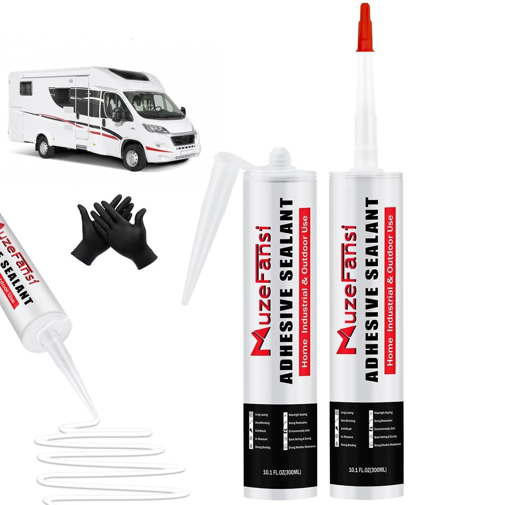 RV Roof Sealant, 2 Packs Non-Leveling Lap Sealant for RV Roofs - Non-Sag Sili...