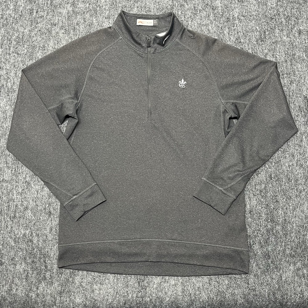 Kjus Keano Half Zip Men’s Medium Gray Golf Pullover Performance Logo Long Sleeve