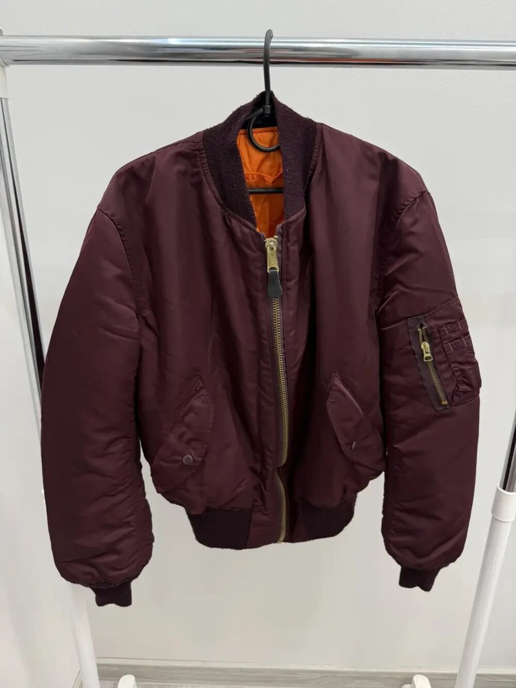 Vintage Alpha Industries MA-1 Reversible Bomber Jacket Made in USA Size L