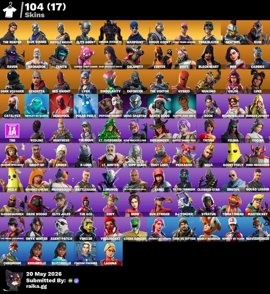 The Reaper, Trailblazer, Warpaint, Omega 5, Blue Squire, Lynx, Fresh  / 104