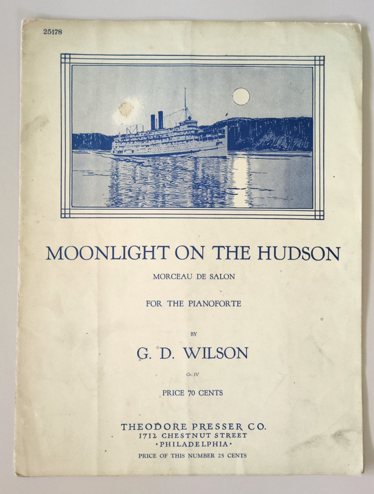 Moonlight on the Hudson Steamship GD Wilson Pianoforte Salon Sheet Music