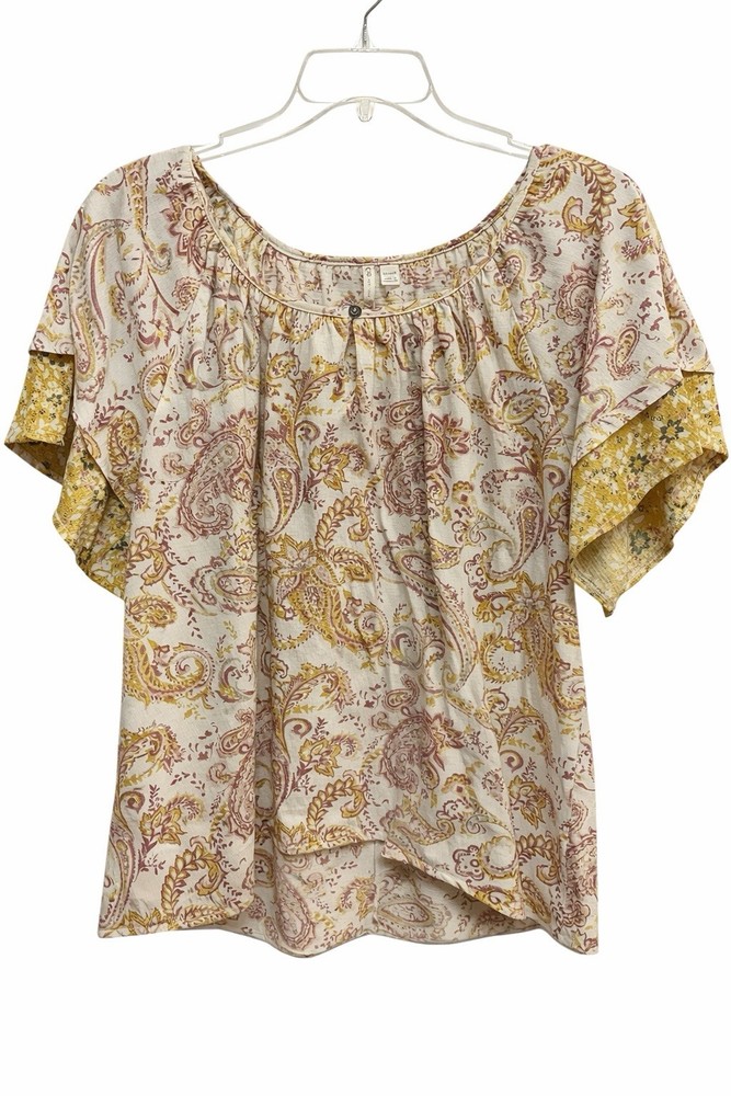 Paisley Boho Peasant Blouse Plus Size 18/20W Layered Sleeve Top Cottagecore Cato