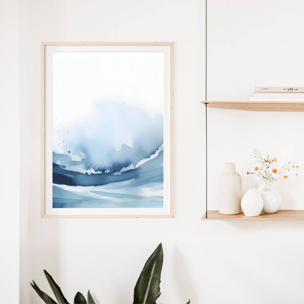 Watercolor Waves Print Beach House Decor Coastal Aesthetic Ocean Art Print
