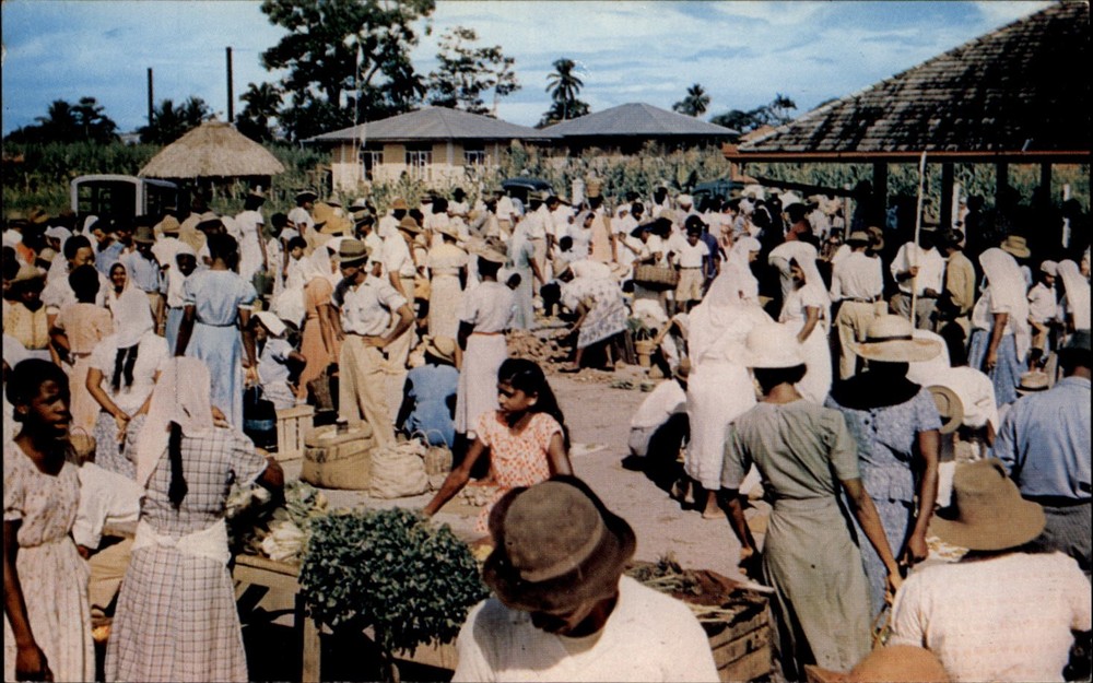 Trinidad BWIMarket scene vintage postcard p156