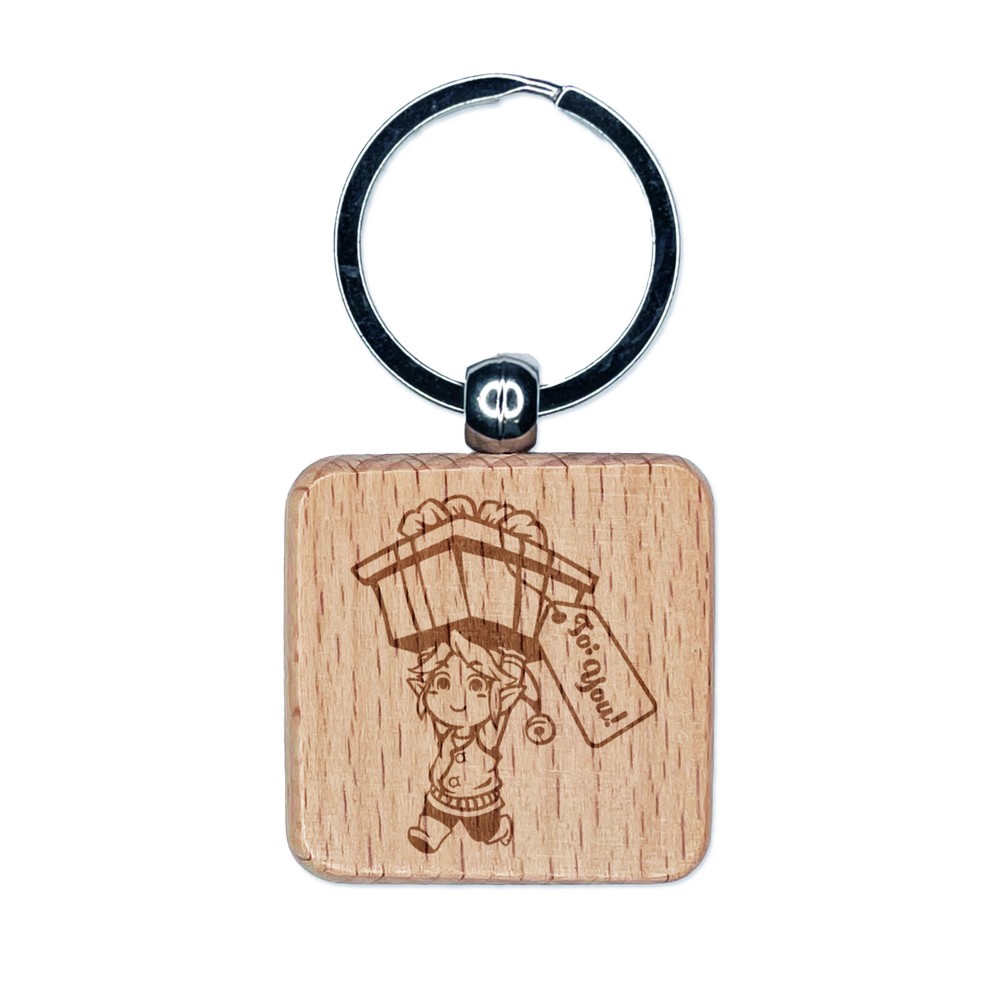 Festive Christmas Elf Keychain with Personalized Gift Engraving