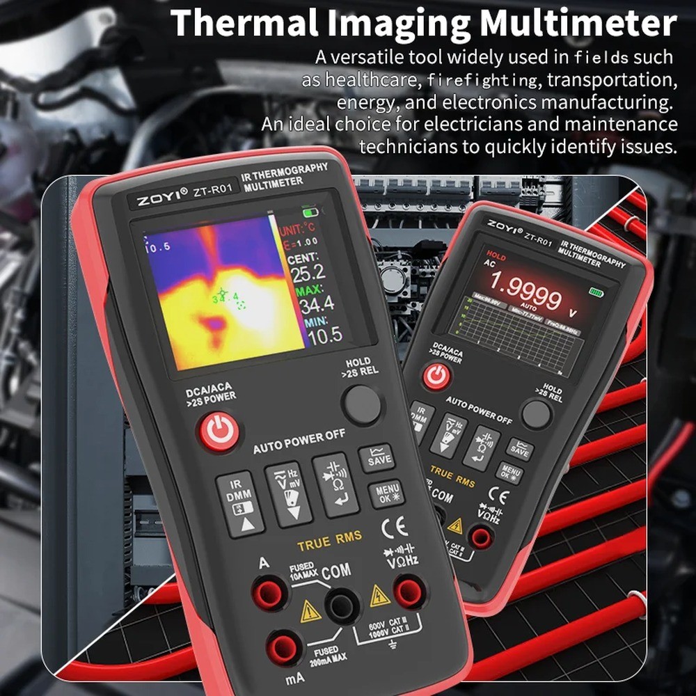 2-in-1 Thermal Imaging Multimeter with Infrared Thermography, 32x32 IR