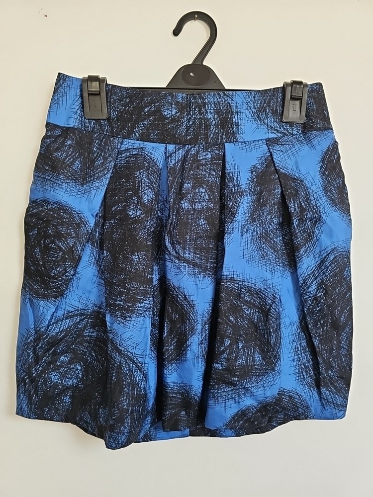 Nicole Farhi Size 10 Silk Abstract Bubble Scribble Skirt-image