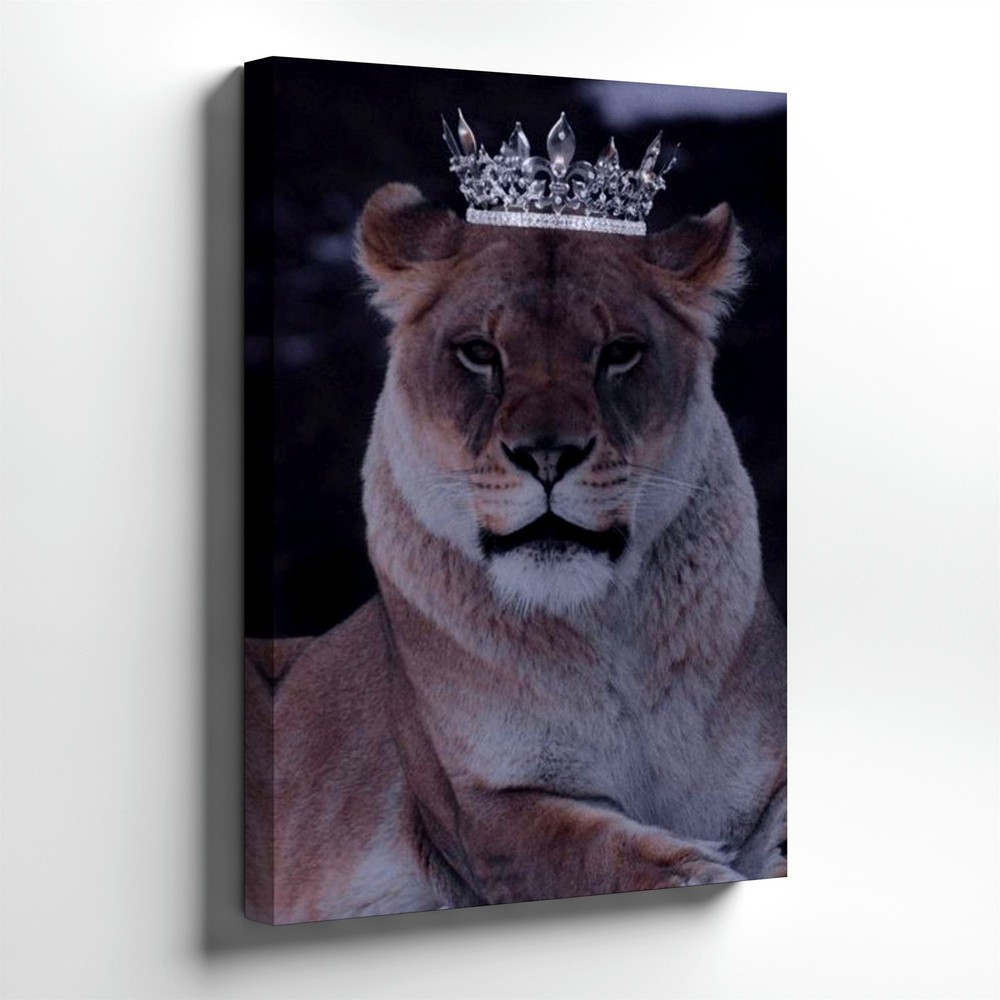Wall Art Crowned Lion Jungle Portrait Canvas Print Tropical Animal Home Decor