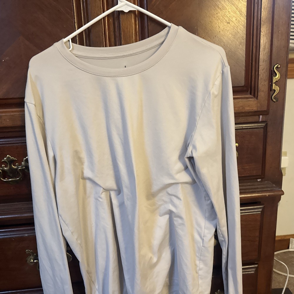 Alo Yoga Conquer Reform Crewneck Long Sleeve T-Shirt Medium bone