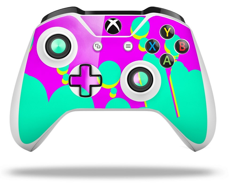 Skin for XBOX One S / X Controller Drip Teal Pink Yellow Vinyl Decal