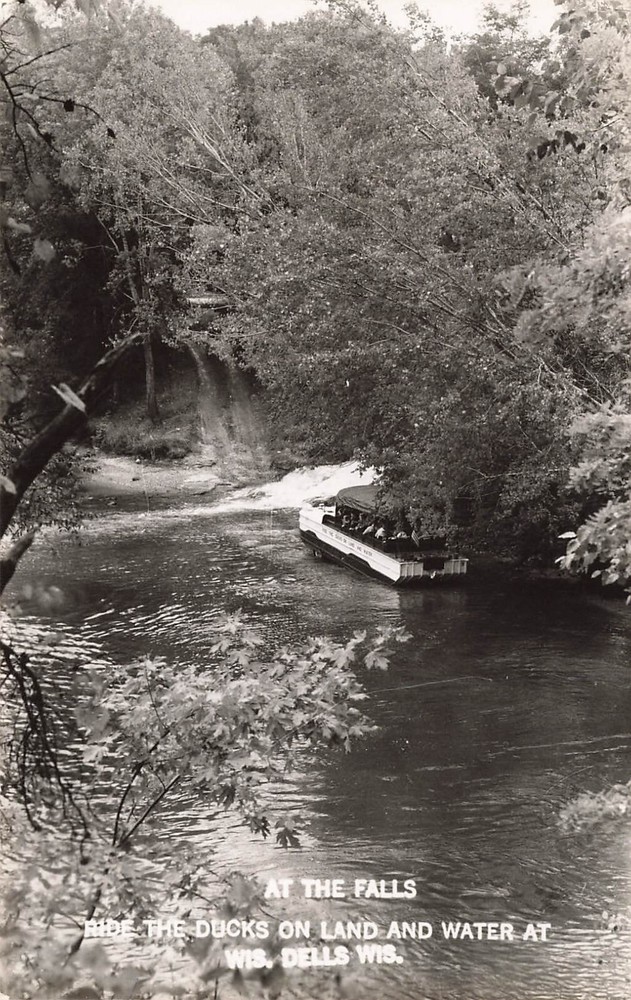 Duck Boat At The Water Falls Real Photo Postcard Dells Of Wi Wisconsin Rppc