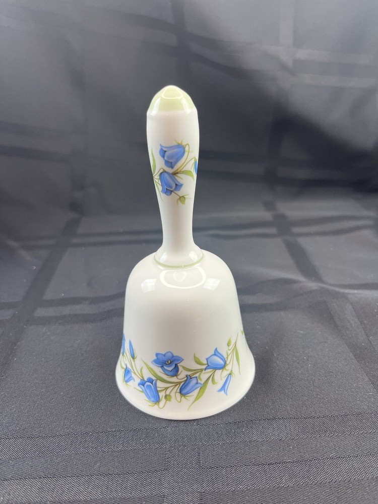 Staffordshire Bone China Hand Bell W/ Bluebell Flowers