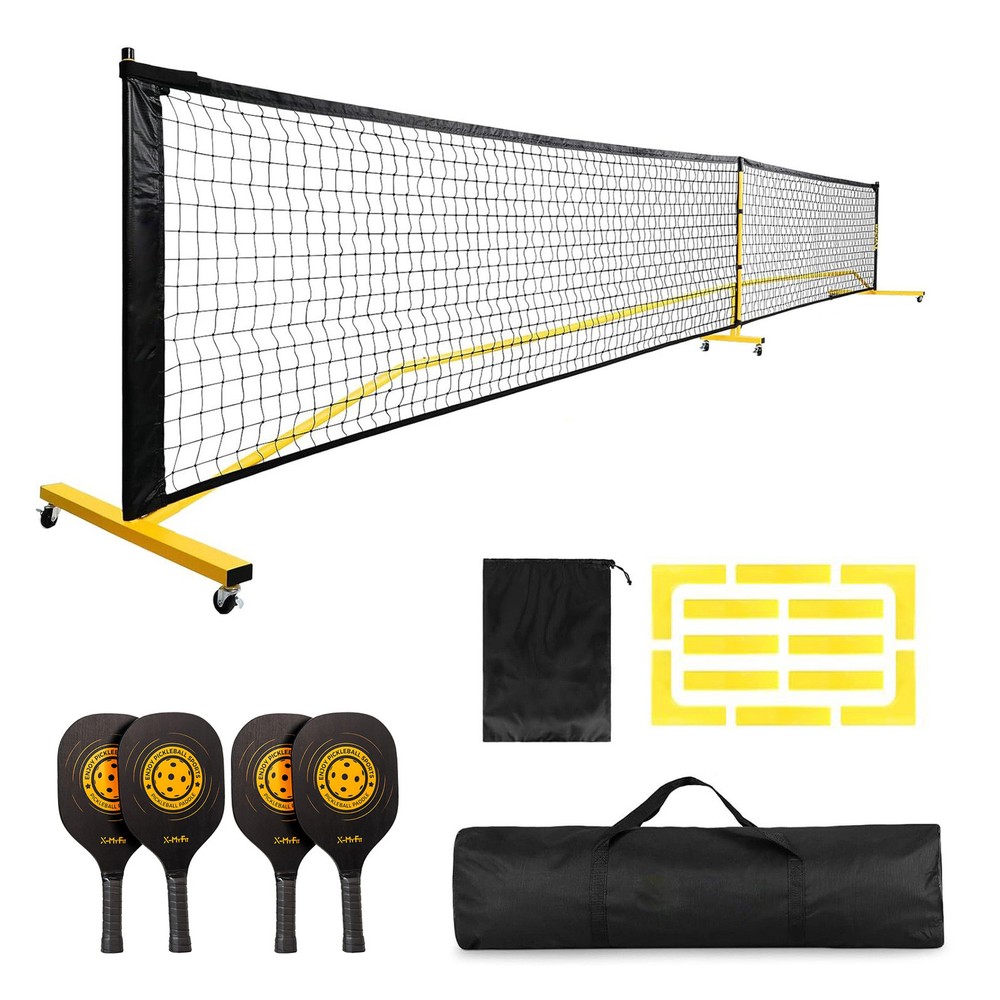 Pickleball Net Set With Wheels And Court Marking Kit 22 FT Pickleball Nets Frame