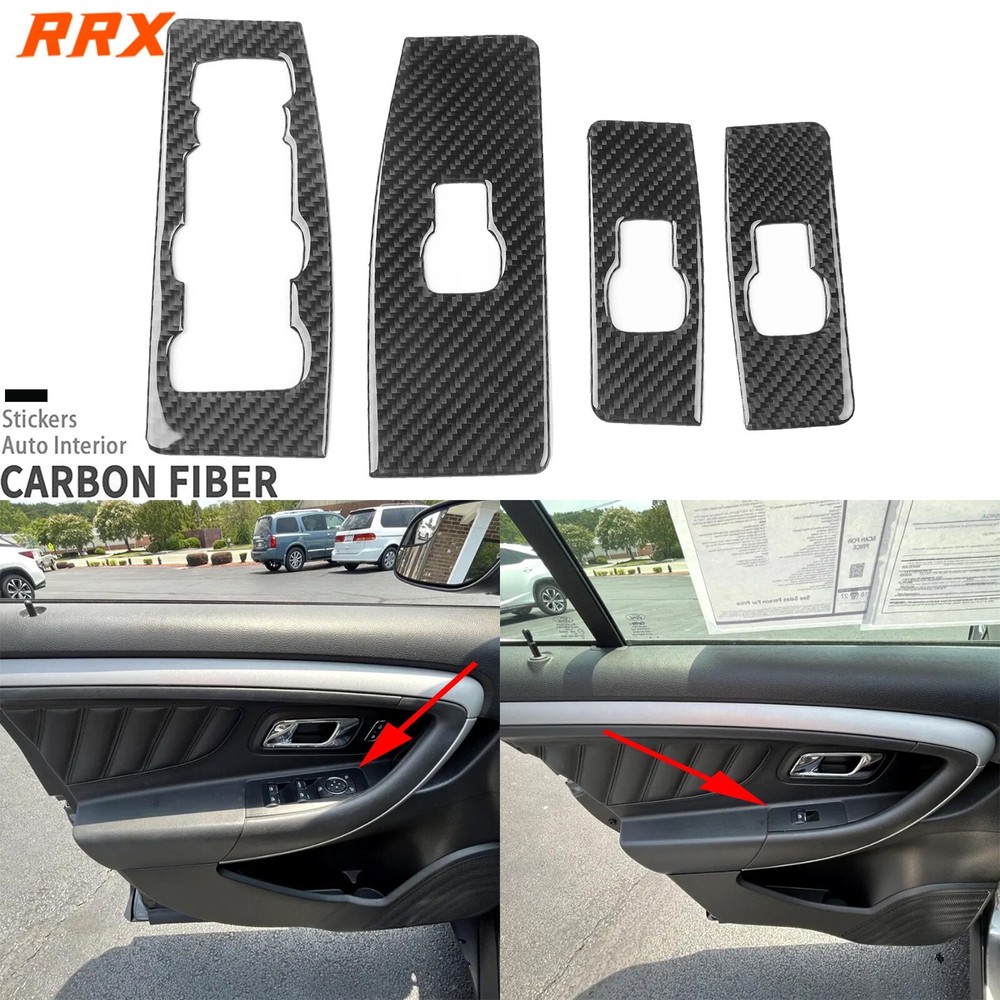 Real Carbon Fiber Interior Window Lift Switch Panel Cover For Ford Taurus 13-19