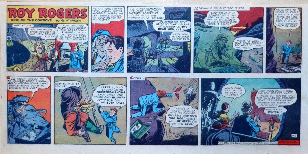 Roy Rogers by Mike Arens - Western hero - color Sunday comic page Sept. 9, 1951