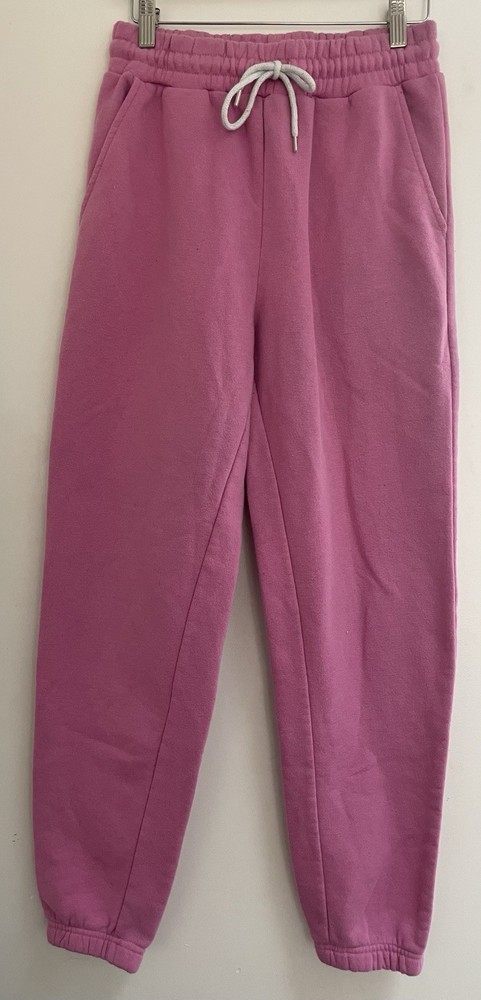 Forever 21 Women's Solid Pink Cotton Blend Cozy Adjustable Waist Jogger Pants S